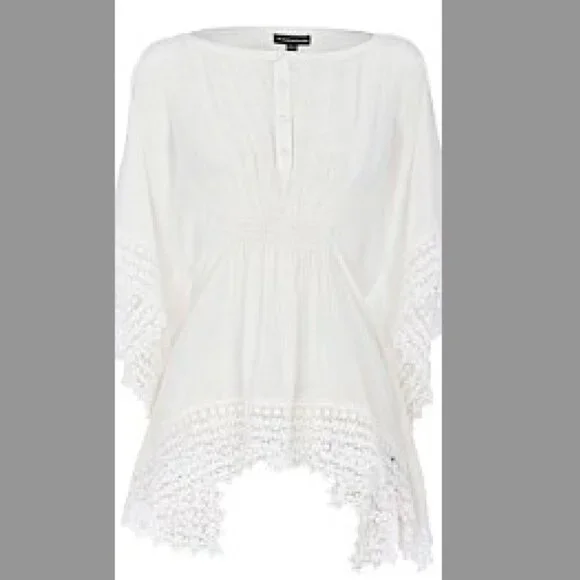 Warehouse White Ivory Crochet Blouse Top Shirt, ASO Kate Middleton - Picture 6 of 6